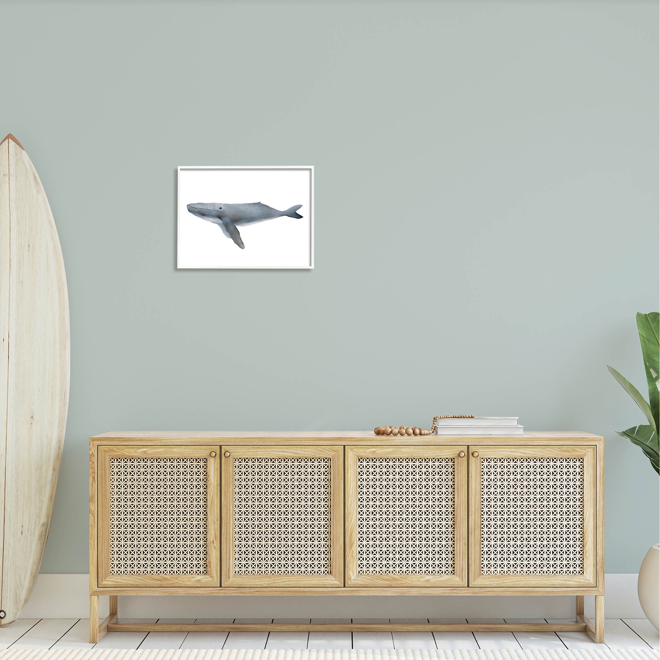 Stupell Industries Marine Whale Casual Sea Life Graphic Art White Framed Art Print Wall Art, Design by Leah Straatsma