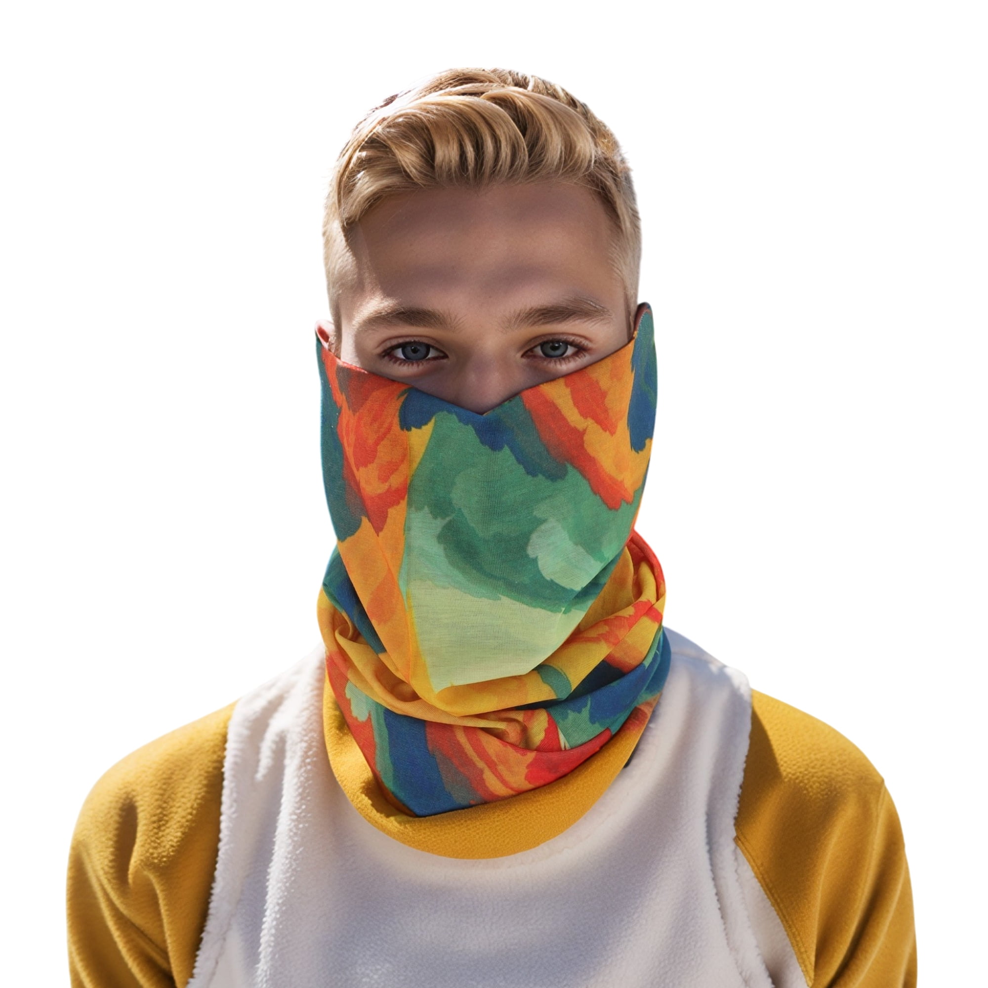 Unique Bargains Cloud Pattern Face Scarf Mask Orange 1 Pc