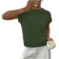thumbnail image 4 of YUGYXL Womens Short Sleeve Sweater Trendy Floral Pullover Sweaters Summer Casual Crewneck Lightweight Knit Tops Army Green Tops M, 4 of 9