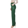 thumbnail image 2 of Womens Leather Pants - High Waist Faux Leather Straight Leg Bell Bottom Flare Pants Green XXL, 2 of 8