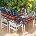 thumbnail image 2 of American Flag Table Cloths for 4 Foot Rectangle Tables, Vintage Eagle Blue Red USA Flag Patio Waterproof Elastic Fitted Tablecloths, Washable Rectangular Table Cover for Camping, 2 of 8