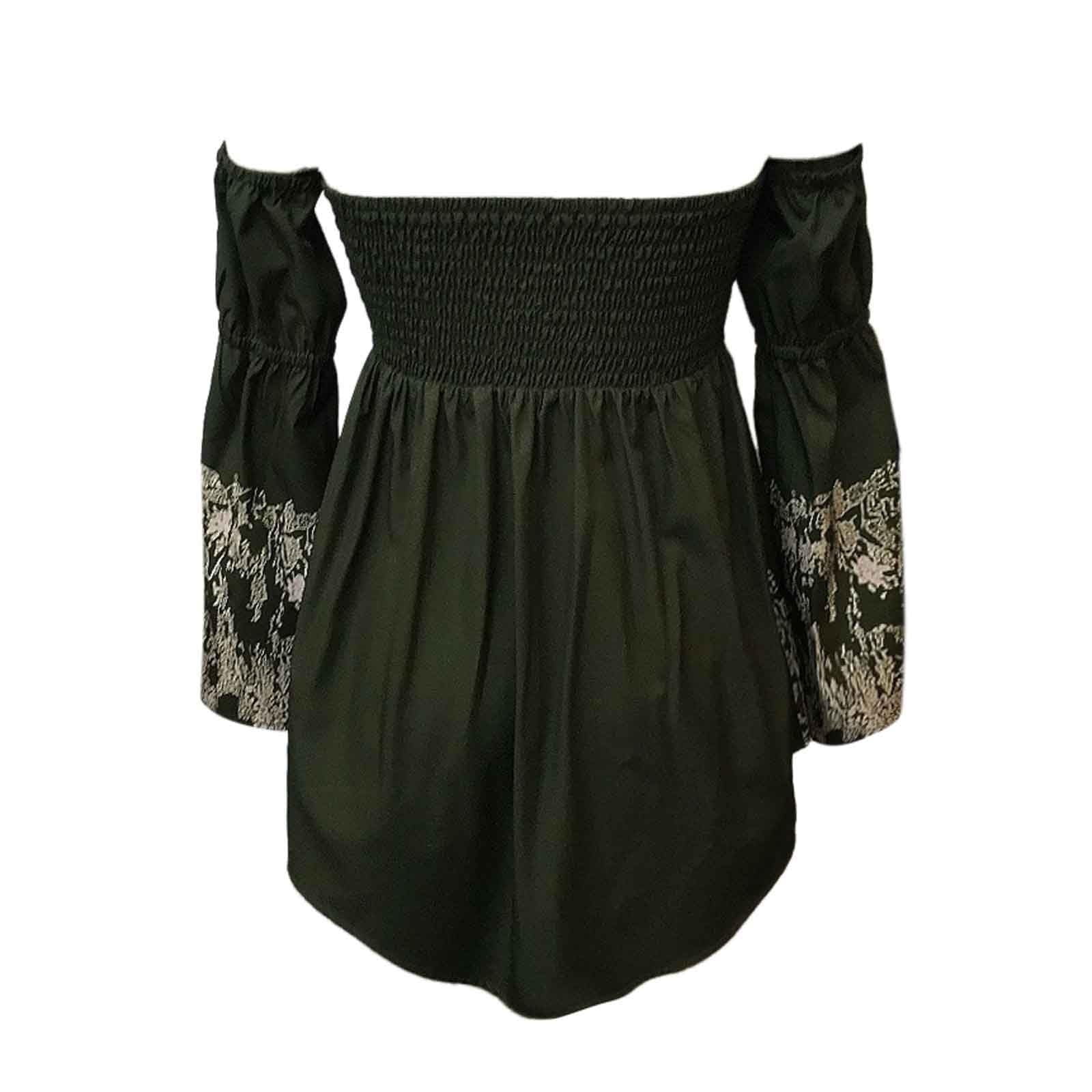 Oplxuo Women's Dress Summer Floral Long Sleeve Off Shoulder Casual Mini Dresses