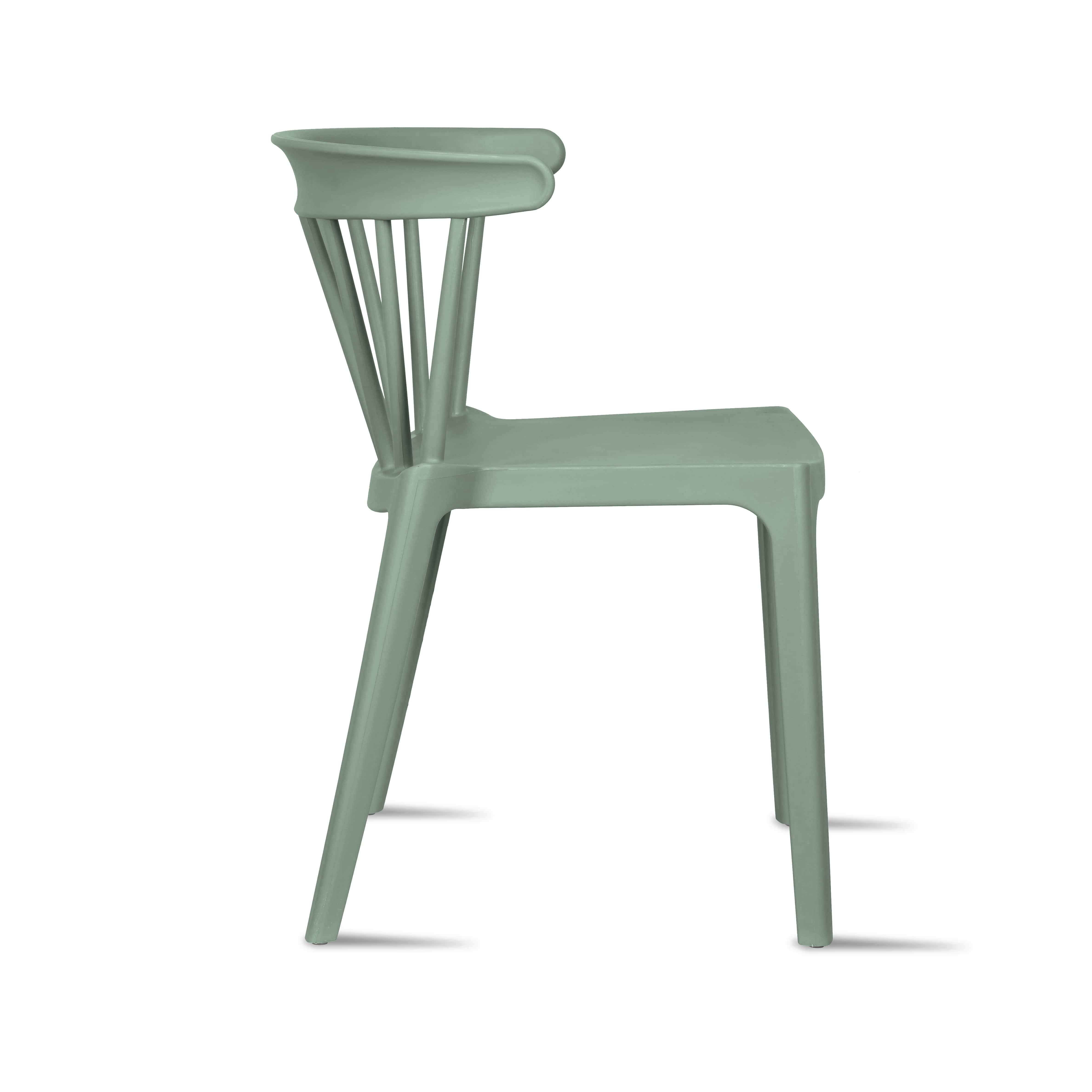 2xhome Stackable Patio Chair | Spindle Slat Back | Weather Resistant Molded Plastic | Lightweight Space Saving Elbow Design for Dining, Kitchen, Indoor, Outdoor, Green, Set of 1, 1 piece