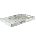 thumbnail image 3 of American Atelier, Marble Gray with White and Brown, Polycarbonate Rectangular Serving Tray, 14"x19", 3 of 6