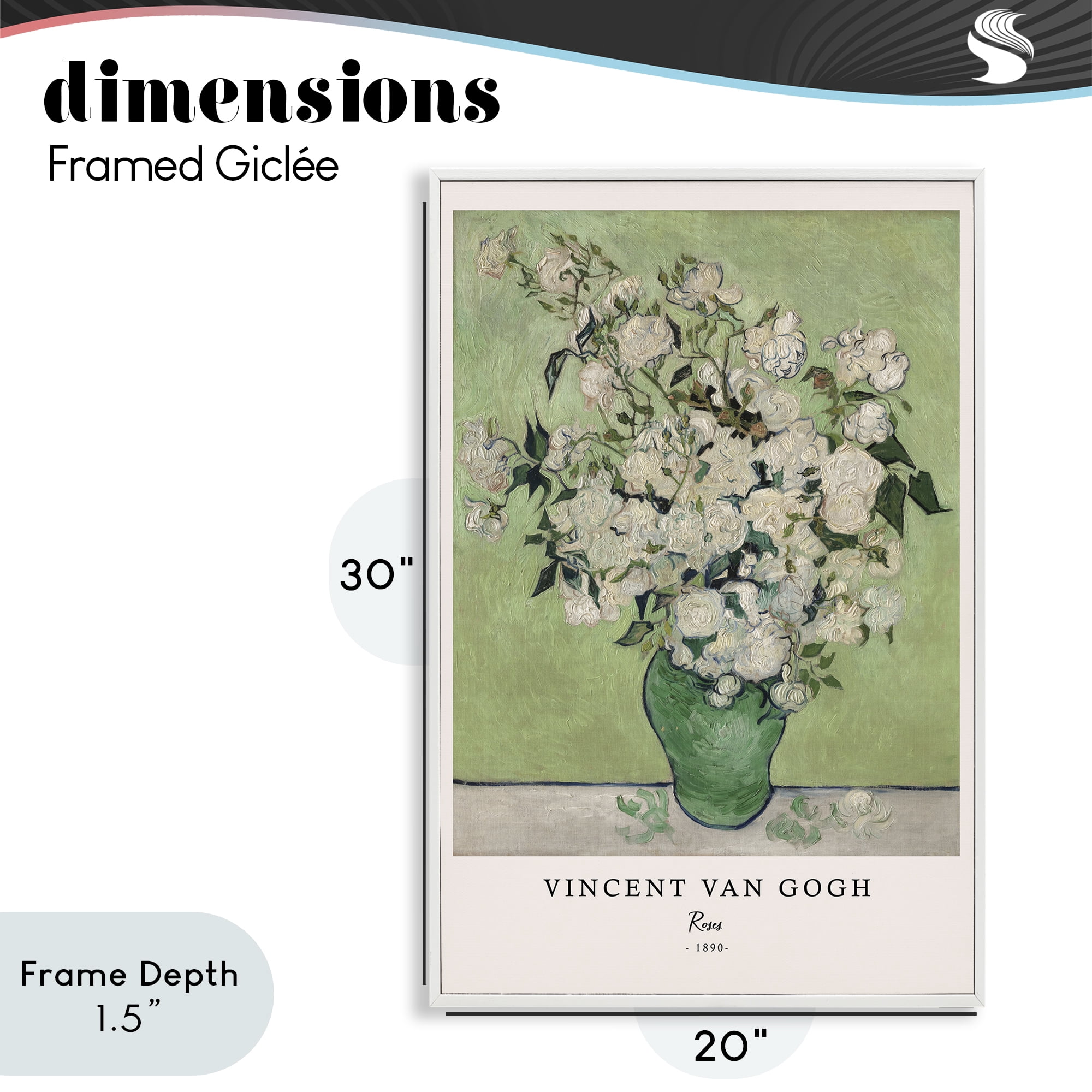 Stupell Industries Classic Roses Van Gogh White Framed Giclee Art, design by Vintage Hustle