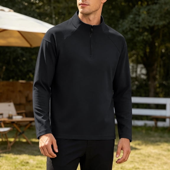 Yaoyar Quarter Zip Golf Pullover Men Dry Fit Long Sleeve Performance Wicking Mock Neck 1/4 Zip Pullover Mens Sweatshirt