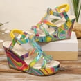 thumbnail image 6 of Dakaela Women's Wedge Sandals Comfortable Open Toe Platform Casual Dressy Summer Dress Shoes with Elastic Ankle Strap Size 6-9 Yellow, 6 of 8