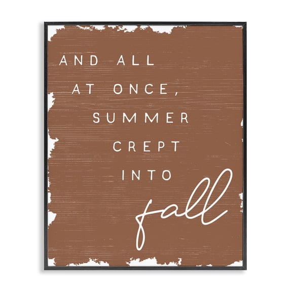 Stupell Industries Rustic Lodge At Once Summer Into Fall Phrase Orange Pattern Black Framed Giclee Art, 11 x 14, by Lil' Rue