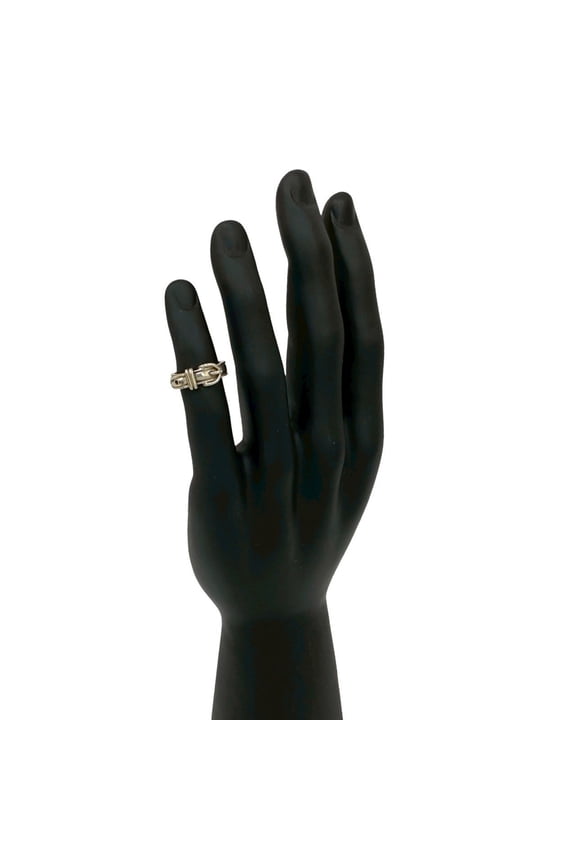 Pre-Owned HERMES Santur Silver 925 Belt Ring, Size 8, Women's, Silver, 62422 (Good)