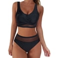 thumbnail image 2 of CAICJ98 Maillot de Bain Femmes Imprimé Cravate Triangle Maillots de Bain 2 Pièces Noir, S, 2 of 5