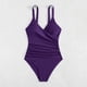 thumbnail image 4 of Trajes de Baño de Corte Alto para las Mujeres de Verano Color Sólido Traje de Baño de Correa sin Espalda, Nylon Spandex con Cojín de Pecho sin Cables, 4 of 6