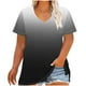 thumbnail image 1 of Camiseta de Base de Impresión de Manga Corta con Cuello en V para las Mujeres, Más Tamaño Estante de Imitación Casual Superior, 1 of 9