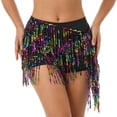 thumbnail image 2 of Womens Sequin Fringe Skirt Shorts Booty Dance Festival Bottoms Sequin Tassel Skirts Rave Fringe Hip Scarf, 2 of 5