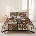 thumbnail image 3 of Twin XL Quilt Set 68''x98'', Country Patch Plaid Lightweight Bedspread Coverlet Set with 2 Pillow Shams, Brown Farmhouse Retro Bear Deer Cabin Breathable All Season Quilt Bedding for Dorm/Guest Room, 3 of 9