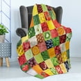 thumbnail image 4 of Collage Soft Flannel Fleece Throw Blanket, Square Composition of Healthy Cucumber Watermelon Broccoli Carrot Vegetables, Cozy Plush for Indoor and Outdoor Use, 60" x 80", Multicolor, by Ambesonne, 4 of 5