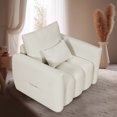 thumbnail image 2 of Accent Sofa Chair, Oversized Upholstered Barrel Chair Sofa Armchair with Pillow, Deep Seat Large Reading Armchair Club Chairs for Living Room Bedroom Office, White, 2 of 6