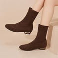 thumbnail image 6 of SAWOBUUN Women's Sock Ankle Boots Low Heel Pointed Toe Stretch Suede Pull On Booties Fall Winter Fashion Comfortable Casual Shoes, 6 of 7