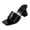 Black, variant on Women's Square Open Toe Sandals Leather One Band Slides Fashion Sexy Kitten Heeled Mules Wedding Party Evening Prom Dance Backless Dress Shoes Black Size 8.5