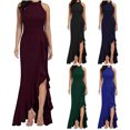 thumbnail image 1 of Gspmoly Robes pour Femmes, Robe Décontractée pour Femmes à Couleur Unie, Col Rond, Sans Manches, Robe de Soirée, Robes de Cocktail, Offres du Jour, 1 of 8