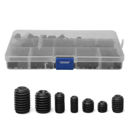 

2024 250 Pcs Set Screw Black M4 M5 M6 M8 M10 Carbon Steel Hex Socket Grub Screw Assortment Kit