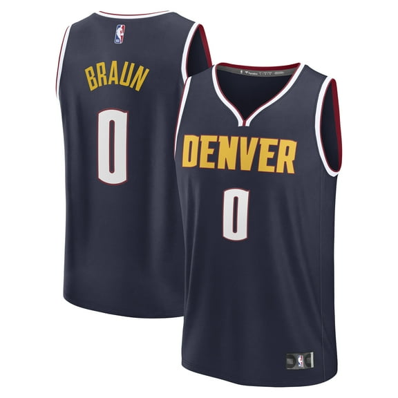 Men's Fanatics Christian Braun Navy Denver Nuggets Fast Break Replica Player Jersey - Icon Edition
