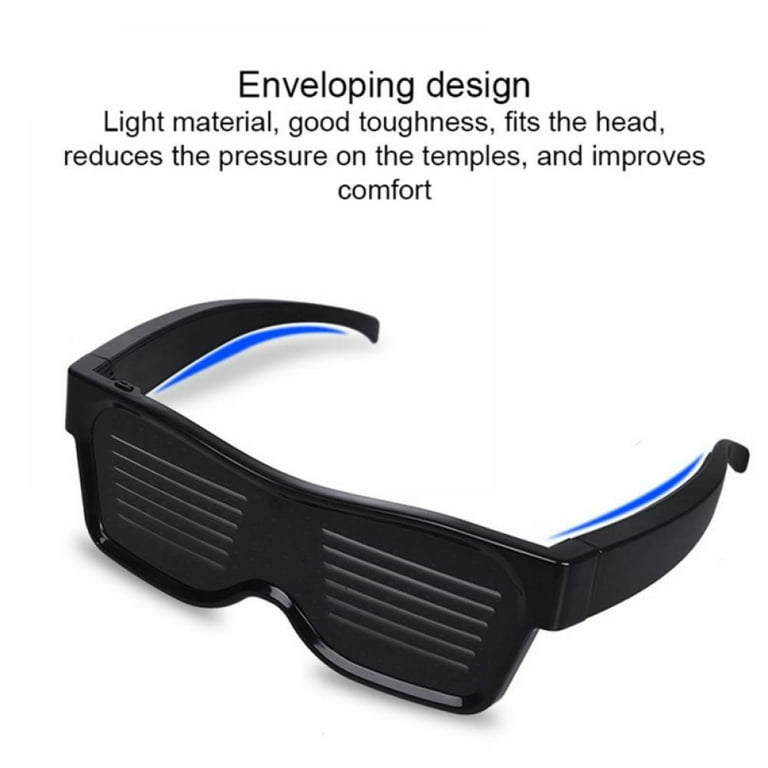 LED Glasses, Bluetooth Light Up Glasses for Adults-Display Messages, Animation, DIY Drawings, Equalizer, Size: 20 in