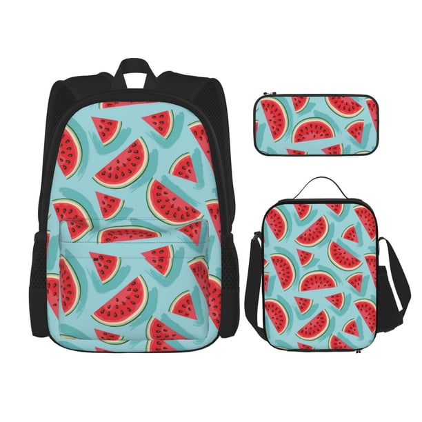Balery Watermelon Mochila Escolar 3 en 1 para Niños - Mochila Resistente con Lonchera Térmica y Estuche - Mochila Escolar para Niños y Niñas
