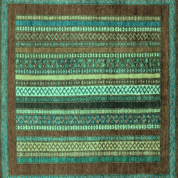 Ahgly Company Indoor Square Abstract Turquoise Blue Modern Area Rugs, 8' Square