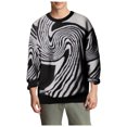 thumbnail image 2 of Bjutir Mens Sweatshirts Autumn Winter New Jacquard Sweater Loose Versatile Casual Knit Sweater Round Neck Wool Tops Black, 2 of 4