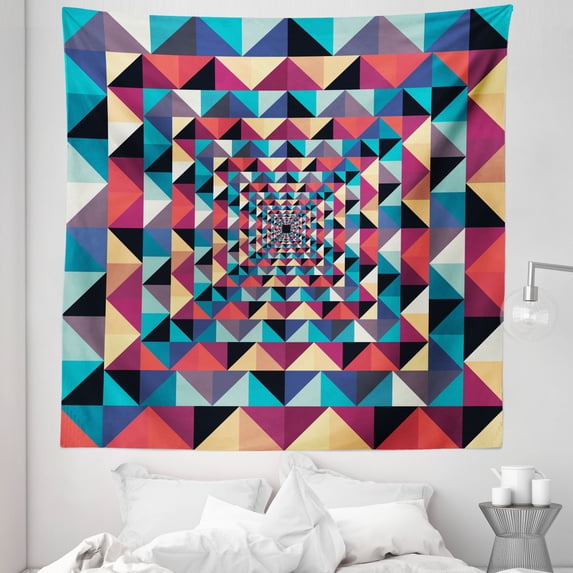 Modern Tapestry, Modern Style Visual Patchwork Effect with Colorful Retro Composition Print, Fabric Wall Hanging Decor for Bedroom Living Room Dorm, 5 Sizes, Multicolor, by Ambesonne