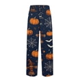 thumbnail image 4 of Domzest Mens Halloween Pajama Pants Pumpkin Ghost Bat Graphic Wide Leg Sleepwear Drawstring Elastic Waisted Funny Pj Bottoms Purple M, 4 of 5