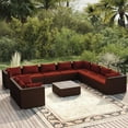 thumbnail image 1 of vidaXL 11 Piece Garden Lounge Set with Cushions Brown Poly Rattan, 1 of 5