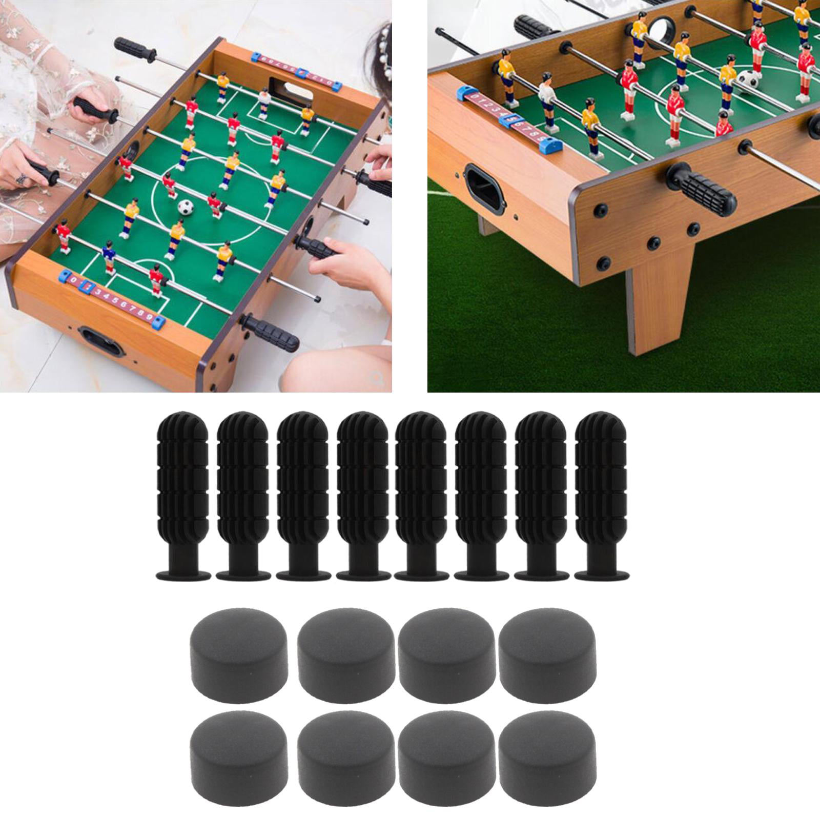 8 Black Rubber Foosball Handles to fit 1/2" Foosball Table Rods Table Soccer 