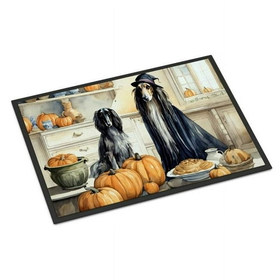 24 x 36 in. Unisex Afghan Hound Fall Kitchen Pumpkins Indoor or Outdoor Mat