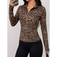 thumbnail image 4 of Women's Leopard-Print Zip-Up Long Sleeve Fitness Jacket, 4 of 6