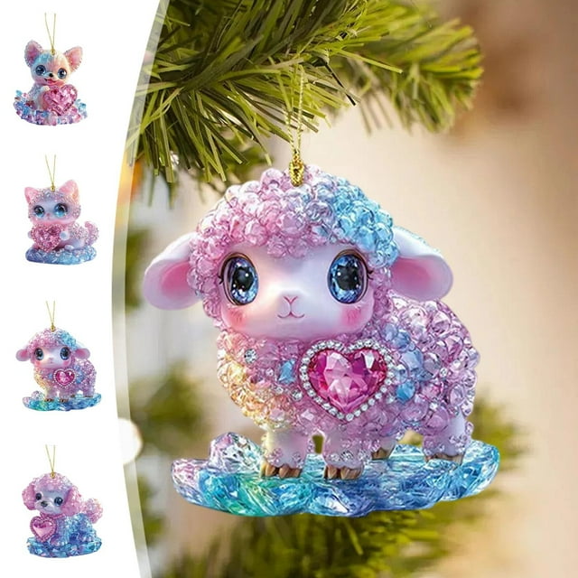 Navidad luces decorativas colgantes, adornos de árbol de Navidad, regalos de Navidad, decoraciones para coche, metal, diseño 2D, luces LED, ahorro de energía, colgantes para exteriores, para
