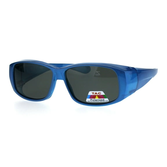 Polarized Womens Pearl Rectangular 58mm OTG Fit Over Sunglasses Blue