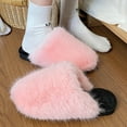 thumbnail image 3 of Xfvqtps Fuzzy Slippers for Women Fluffy Close Toe Slide House Slippers for Indoor Bedroom Warm Furry Slipper for Fall Winter Pink, 3 of 7