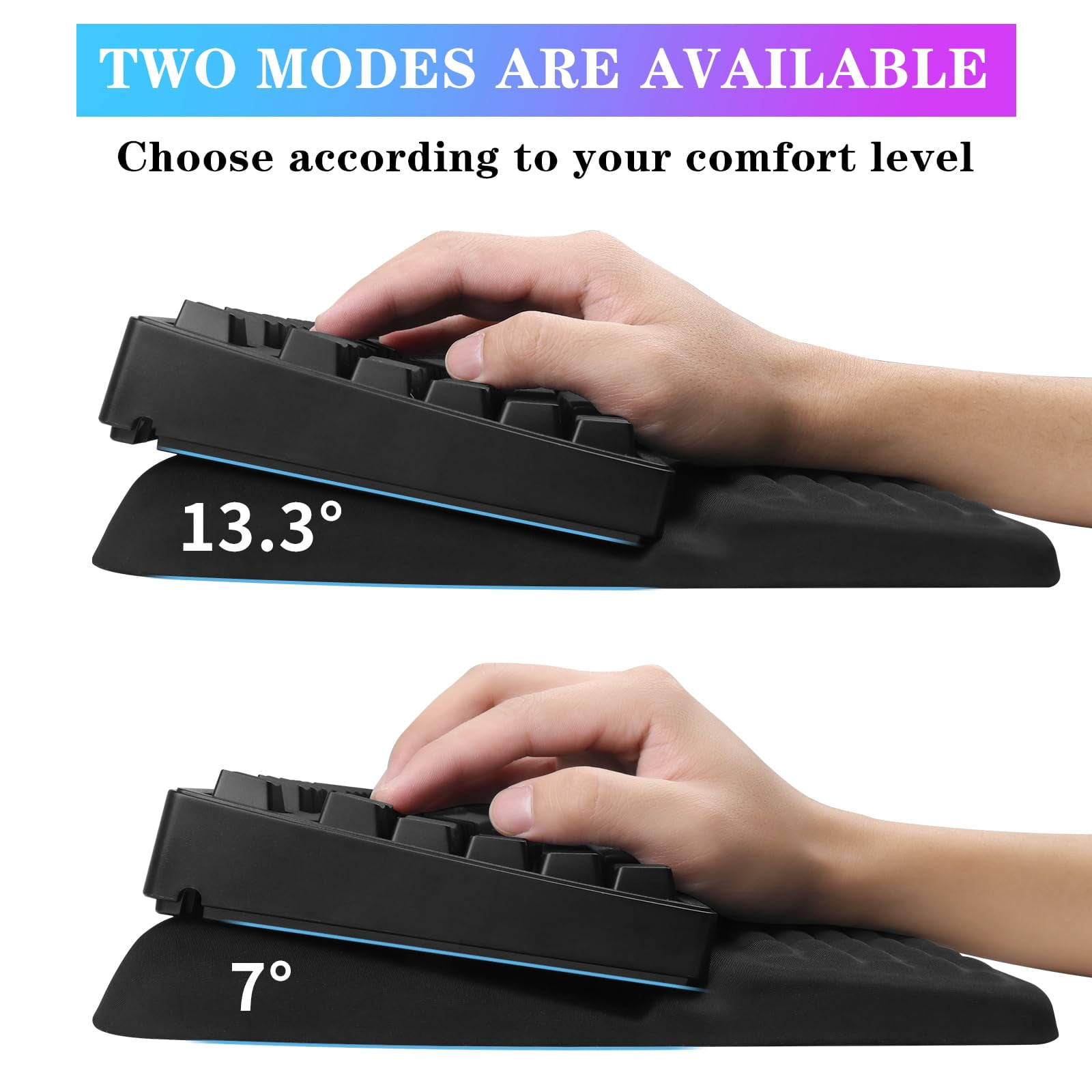 Computer Stand With Wrist Rest  Tilted Holder - Riser Pad Tray Support For Office Home Black