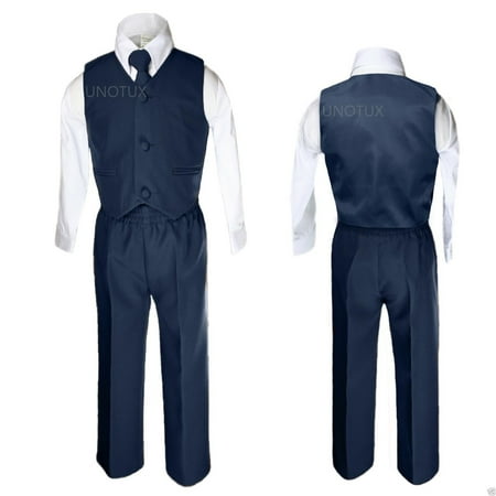 NEW INFANT, TODDLER & BOY  WEDDING FORMAL PARTY VEST SUIT NAVY Blue S-XL (Best Navy Blue Suit)