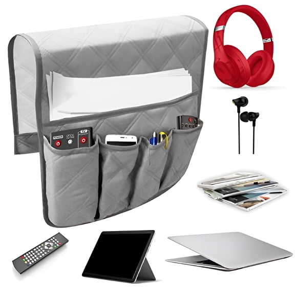 XIBUFE Bedside Caddy Remote Control Holder for Phone Remotes,5 Pockets Bedside Caddy/Bedside Organizer,Remote Control Holder Bed Storage for Tablet,Glasses,Insert Mattress Couch,Chocolate