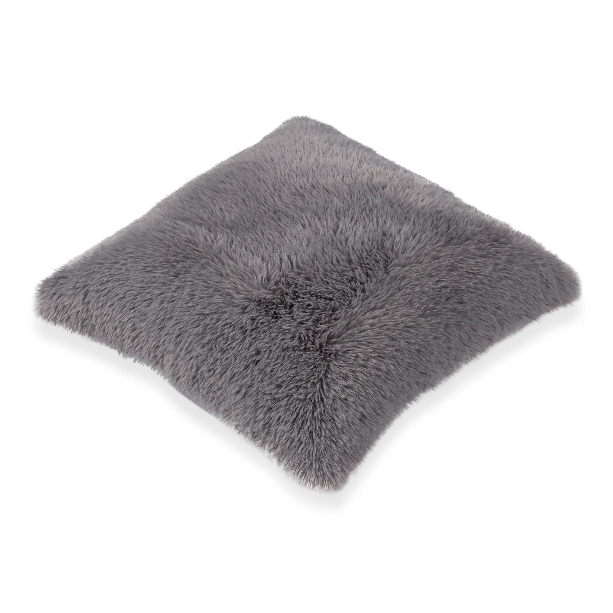 Mainstays Faux Fur Pillow, 18 x 18, Grey, Square, 1 Piece, Size: 18 inch x 18 inch