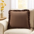 thumbnail image 2 of My Texas House 20 in x 20 in Brown Velvet Ruffle Decorative Pillow, 2 of 5