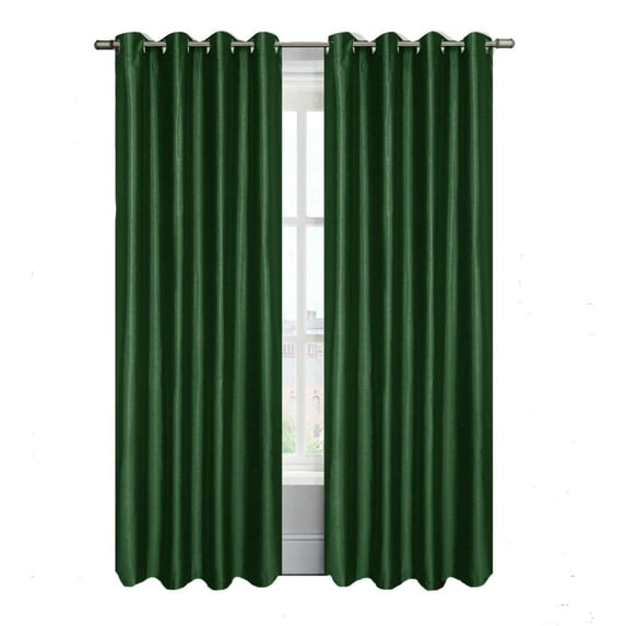 Qutain Linen Faux Silk Grommet Curtain Window Panel Solid 55" x 84 Many Colors