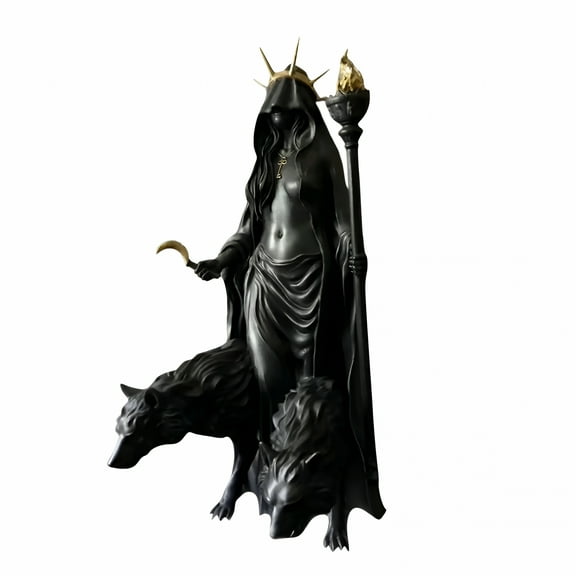 LAMIRO the Witch of the Night Halloween Decorations Indoor Hecate Statue Greek Mythology Sculpture Collectible Goddess Figure for Shelf Displayb