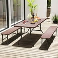thumbnail image 2 of Costway 350 LBS Fold-in-Half Table with Rattan-Like HDPE Tabletop Safe Lock Mechanism, 2 of 10