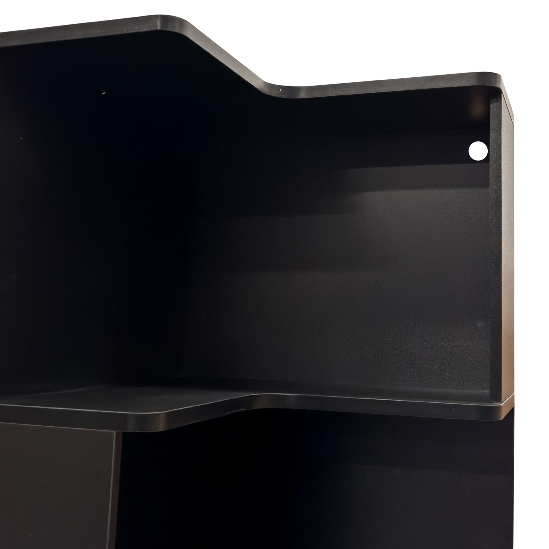 Noble House 68.9" Corner Bookshelf, 5-Tier L-Shaped Bookcase with Baffle & LED Lights, Space-Saving Design, Black