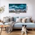 thumbnail image 3 of Abstract Ocean Wave Canvas Wall Art Print, Teal Blue Sea Foam Beach Landscape Painting Picture, 40x20 Inch Modern Coastal Decor Artwork for Living Room Bedroom Home Office, 3 of 9