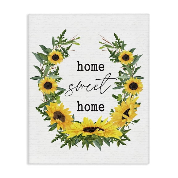 Stupell Industries Farmhouse Home Sweet Home Sunflowers Canvas Art, 16 x 20, by Lettered and Lined
