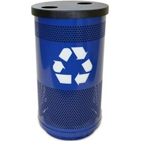 

Recycle Unit with Flat Top Recycle Lid 1 Hole & 1 Slot Opening Plastic Liner Blue